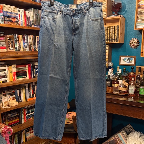 Free People Denim - We the Free Relaxed Wide-Leg Jeans in Light Wash Blue